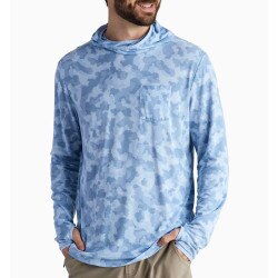Free Fly Bamboo Lightweight Hoody Clearwater Camo Men's in Clearwater Camo